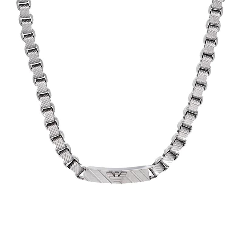 Emporio Armani Cuban chain Eagle pendant stainless steel necklace men s silver EGS2922040 F basic packaging-brand original box серебряный