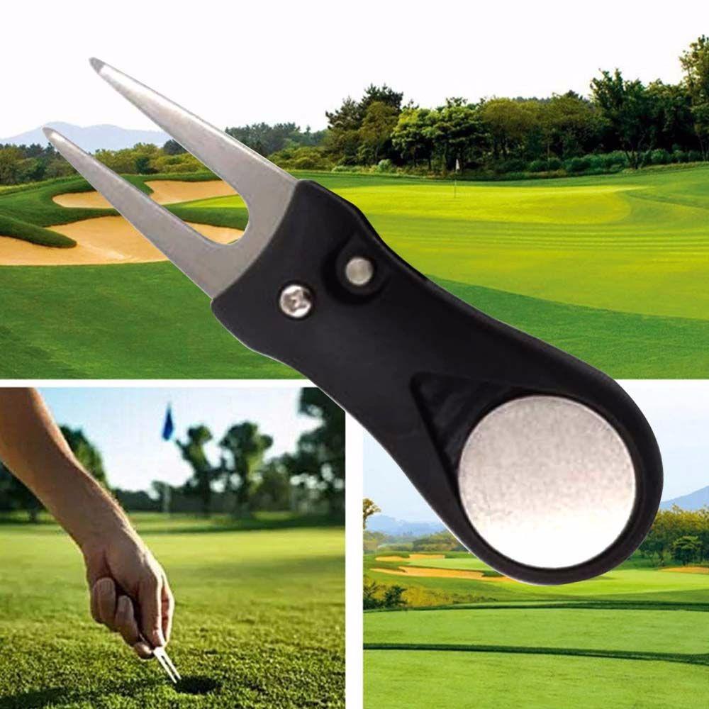 Steel Pop-up Button Groove Cleaner Golf Pitchfork Golf Divot Repair Tool Switchblade Pitch
