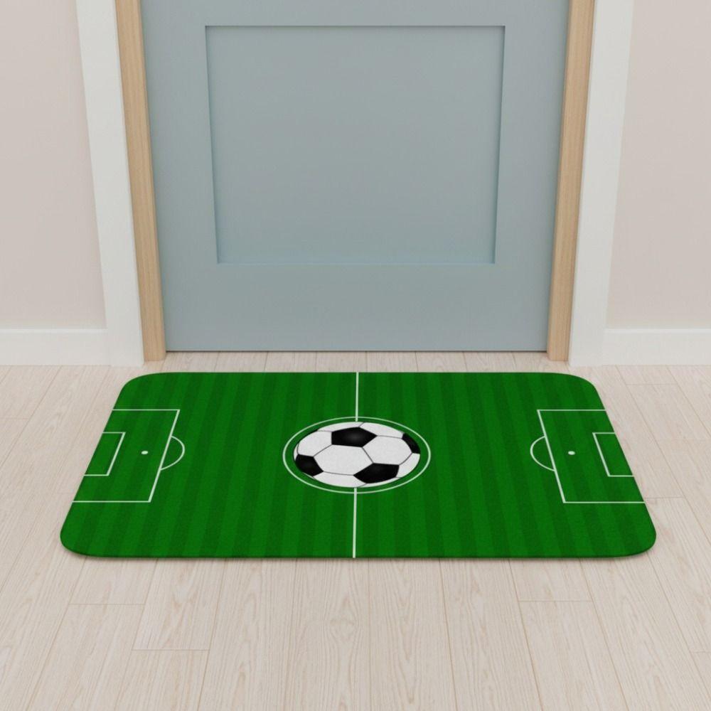 Green Football Court Pattern Doormat Non-slip Small Rug Home Decor Bath Mat Bathroom