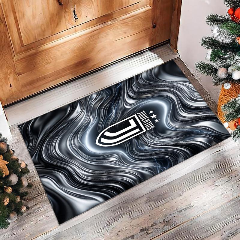 Tappeto in Flanella Stampato Juventus FC Antiscivolo Morbido Poliestere Tappeto per Pavimento Tappetino Decorativo per Interni per Camera da Letto Soggiorno Divano