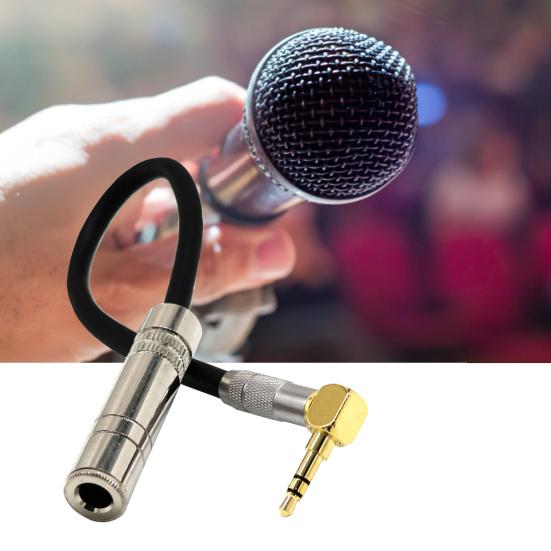 Audio Cable 90 Degree Right Angle High Fidelity 0.2m 3.5mm To 6.5mm/6.35mm AUX Extension Cord for Microphone