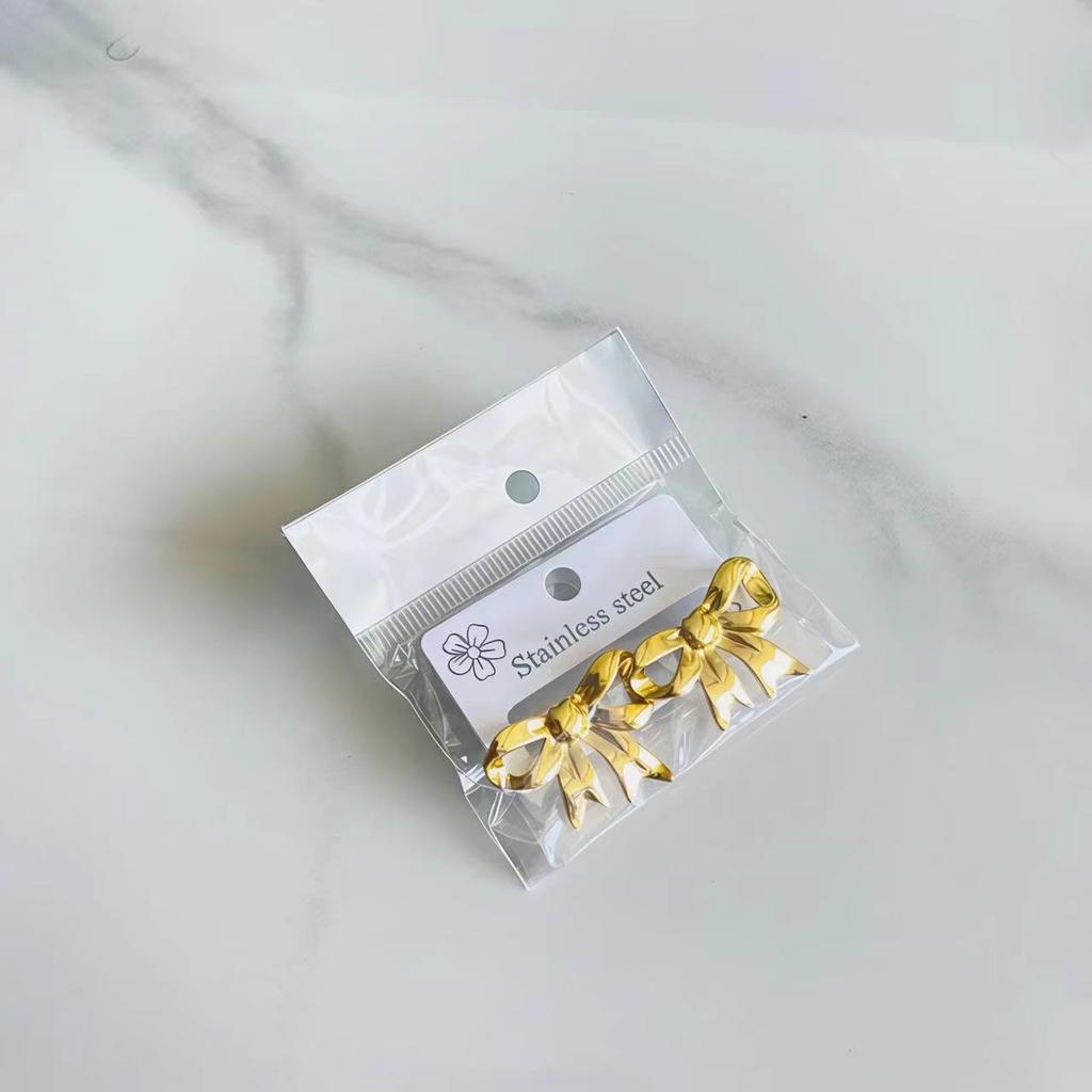 18K Gold Plated Stainless Steel Butterfly Bow Stud Earrings - Hypoallergenic Durable Elegant Jewelry for Parties & Daily Wear