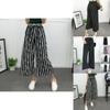Women High Waist Elastic Striped Culotte Pants With Elegant Wide Leg Flare Design For Casual Wear