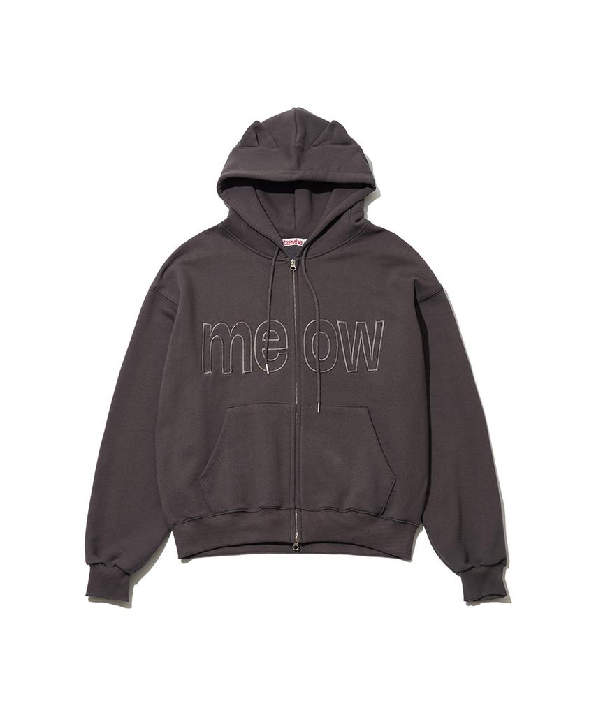 Itzavibe Meow Cat Ear Hoodie Zip Up - Charcoal