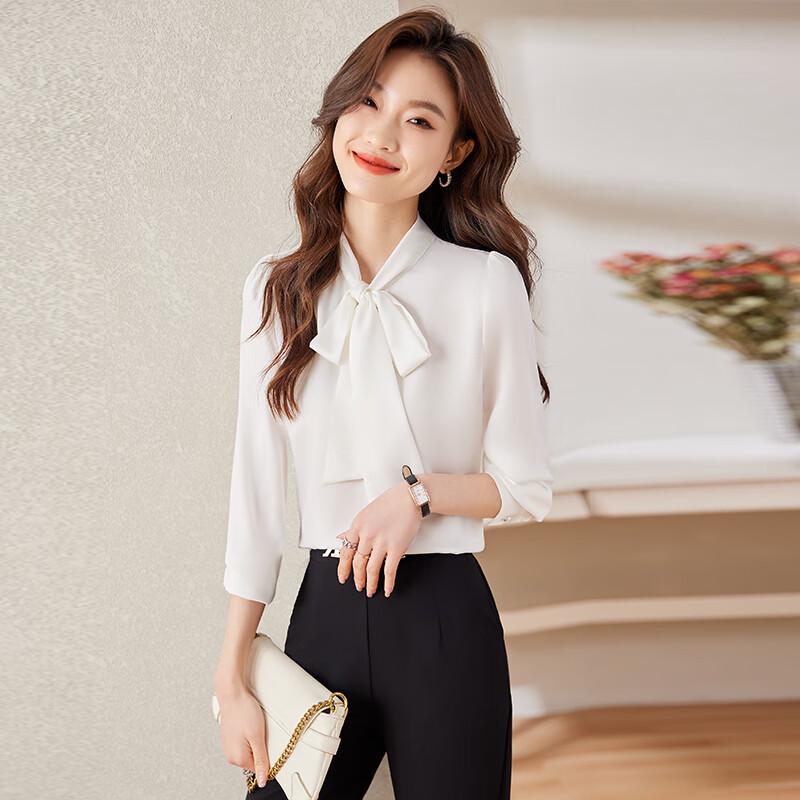 Troman Women s Professional Bow-Tie Blouse 2XL