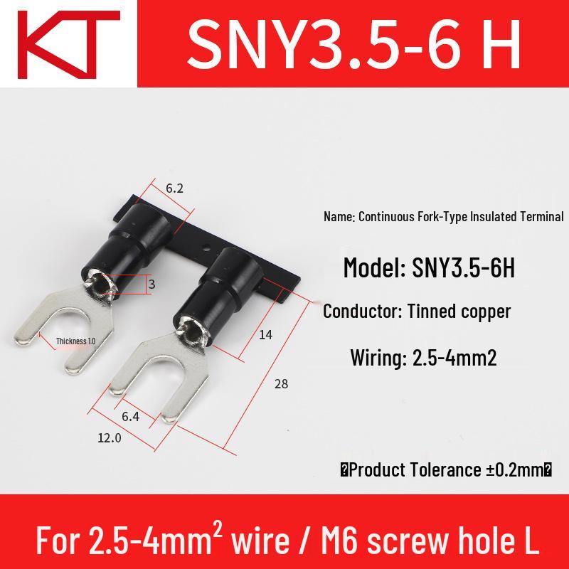 KT Keshitong Nylon Fork Terminal SNY1.25/2/3.5/5.5 with Copper Nose - National Standard Cold-Pressed Terminal