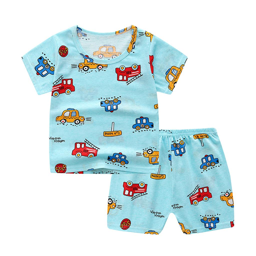 Toddler Baby Boys Girls Short Sleeve Cartoon T-Shirt+Shorts Outfits Set 0-5Y
