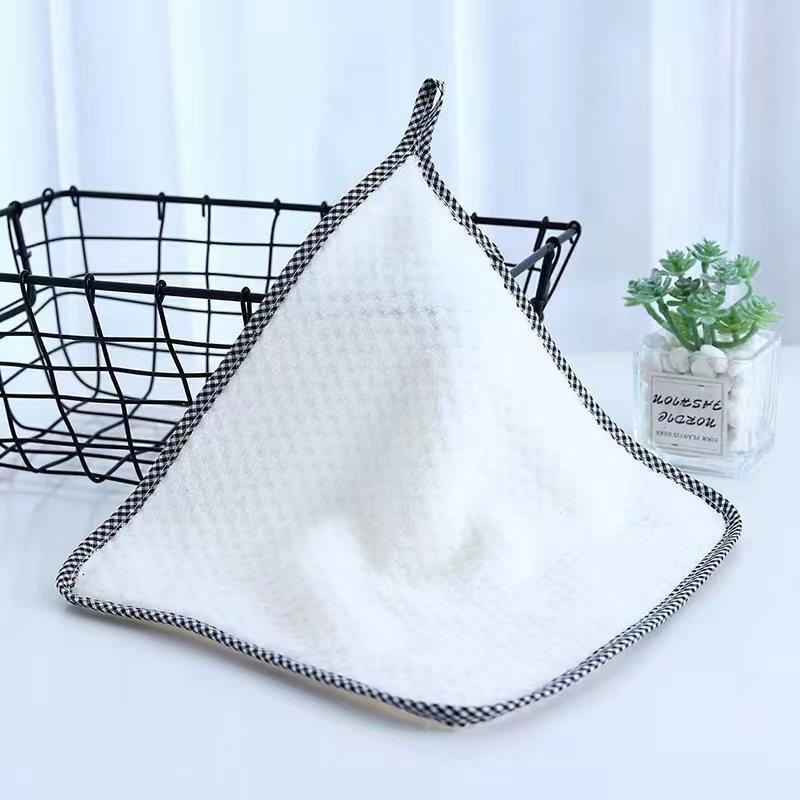 5pcs Kitchen Daily Dish Towel Cloth Kitchen Rag Non-stick Oil Thickened Table Cleaning Cloth Double-layer Absorbent Microfiber