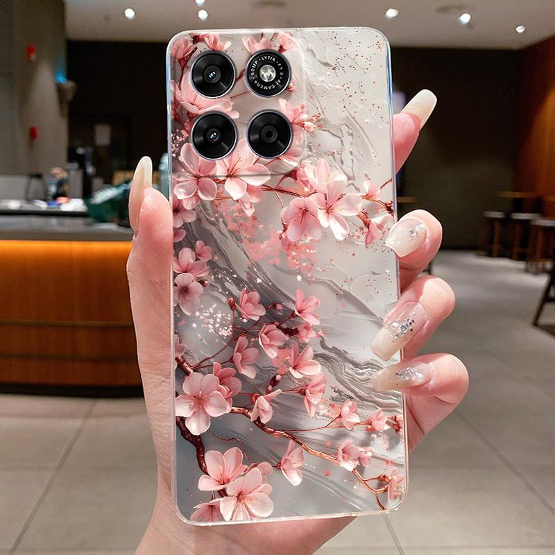 Phone Case For Motorola Moto G67 / Moto G77 Capa Coque Butterfly Bow Protective Casing Transparent Soft Silicone TPU Cover Funda