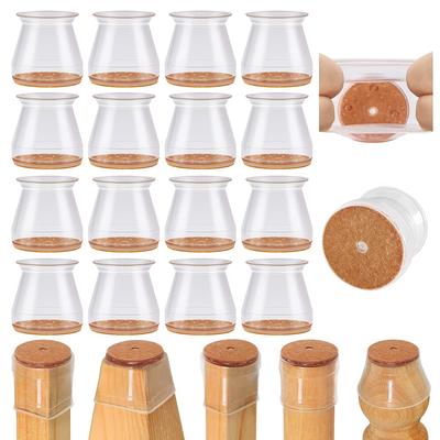 VIUME Chair Leg Noise and Scratch Felt Sheets with Compatible with Round and Square Set of 16 Covers, Silicone, Clear, Prevention, Refills, Legs,
