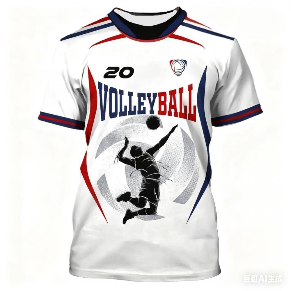 Volleybolltröja 3D-printad kortärmad T-shirt snabbtorkande andningsbar volleybollsportkläder tröja volleybollentusiaster g