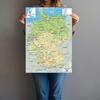 Unframed English-Germany Map-Geographic Map,Wall Decor for Home,Classroom,Indoor/Outdoor Use,Educational Poster,Travel Tools