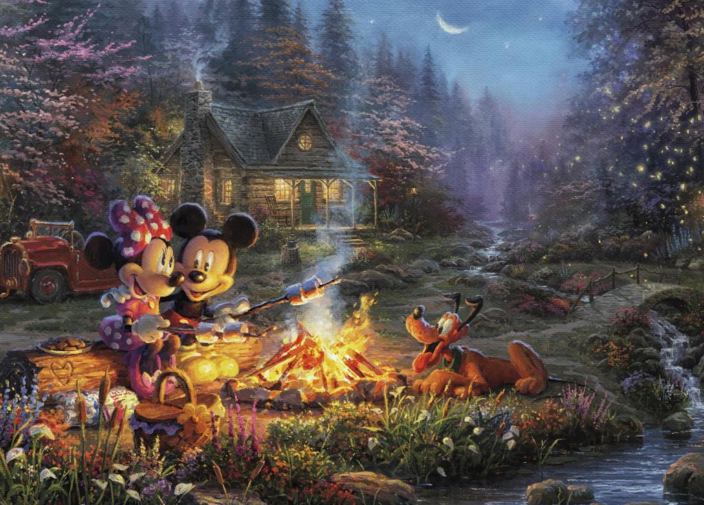Ceaco - Disney - Thomas Kinkade - Mickey & Minnie Sweetheart Campfire - 1000 Piece Jigsaw Puzzle