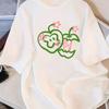 Damen Rundhals lockeres T-Shirt Cartoon Grafikdruck lässiges kurzärmeliges T-Shirt