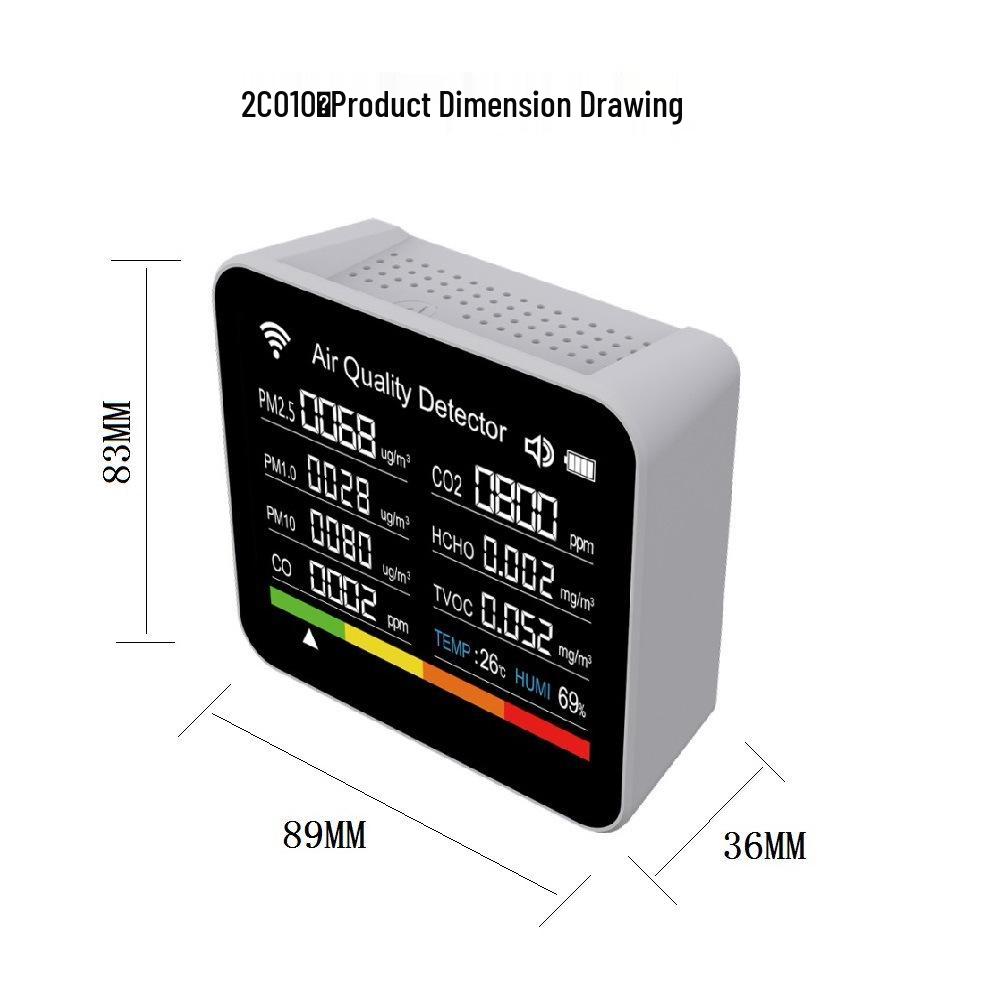 15-in-1 Smart Air Quality Detector with WiFi & Tuya App: CO2, PM2.5, Formaldehyde, TVOC, Temperature, Humidity Monitor