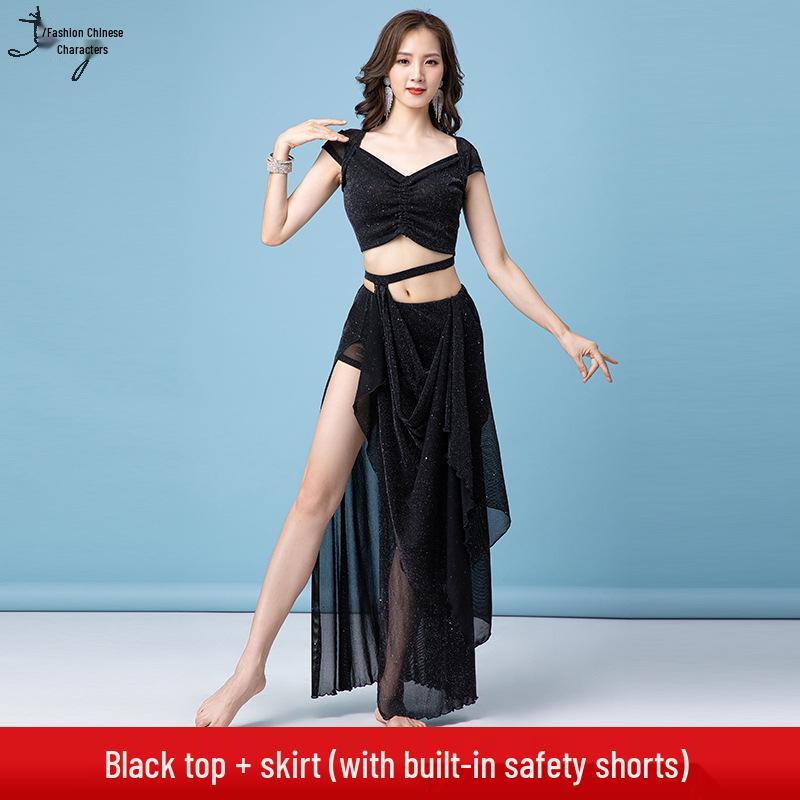 

Новый костюм феи для танца живота 2025: Сексуальное длинное платье-костюм для начинающих и команды для выступлений M чёрный