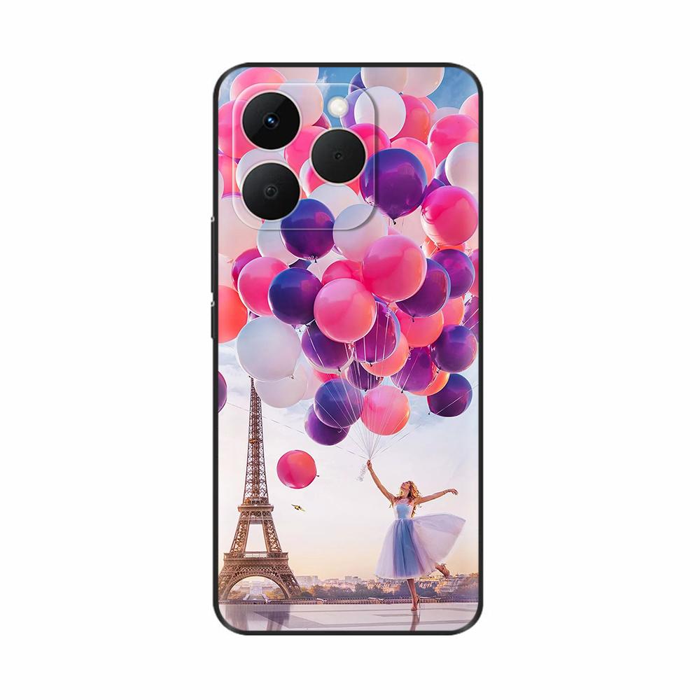 Shockproof Case For Realme 15T 5G Case Luxury Painted Black TPU Silicone Soft Bumper Funda for Realme 15T Phone Cases Back Cover