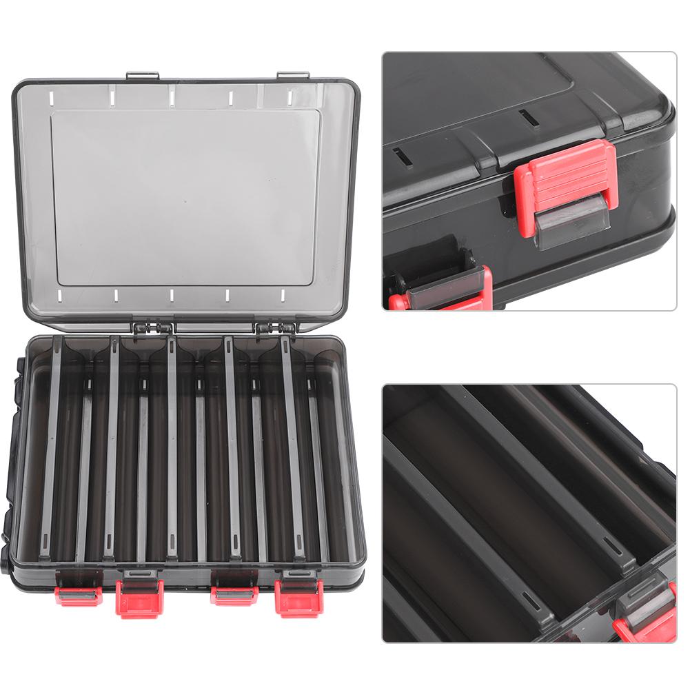 Double Side Fishing Tackle Box Wood Shrimp Case Bait Lure Storage Tool with 10 Compartments