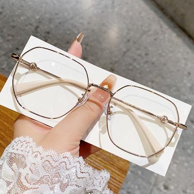 Gafas de Alambre Dorado con Montura Fina para Mujer, Montura de Gafas Lisas y Anti-Luz Azul para Hombre, Se Pueden Combinar con Gafas para Miopía