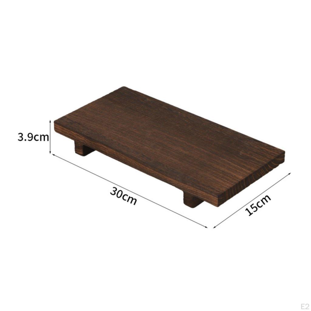 Wood Pedestal Stand Vintage Design Wooden Versatile Rectangular Tray with Feet