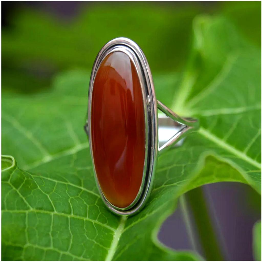 Carnelian 925 Sterling Silver Ring – Handmade Gemstone Jewelry