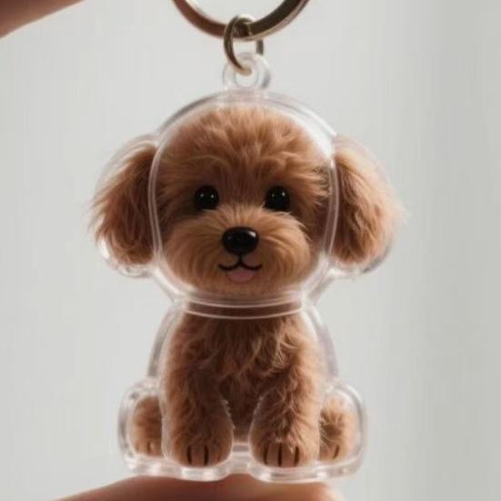 Dog Hair Collector Keychain Dog Shape Charm Keychain Memorial Storage Box Transparent Pet Fur Keepsake Capsule Memorial Gift for Pet Lovers