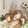 Christmas Wooden Hexagon Frame Garland Candlestick Tung Wood Wedding Table Centerpieces Countryside Style Candle Holder