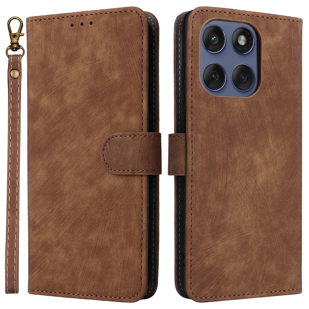 För Motorola Edge 60 5G/60 Fusion 5G/Edge 60s 5G Fodral Plånbok RFID-skydd PU-läderöverdrag Ställ med rem