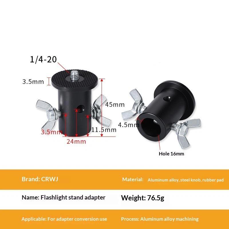 Aluminum Alloy Light Stand Adapter with 1/4"-20 Screw Knob Quick Install Stable Mount for Indoor Studio Photography