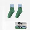 Female Autumn Casual Color Collision Lovely Embroidery Bacteriostatic Anti Odor Anti Pilling in The Tube Pile Socks