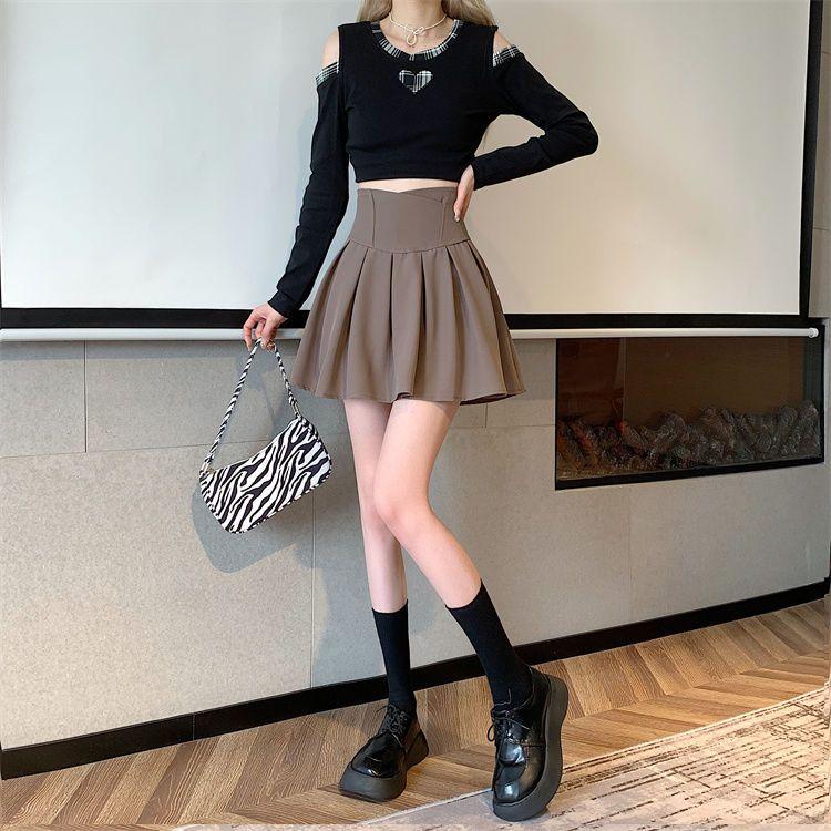 Faltenrock Damen Hohe Taille Fishbone A-Linie Rock Weißer Regenschirm Schwarz Mini Y2k Koreanische Röcke Shorts Mode Kleidung Sommer