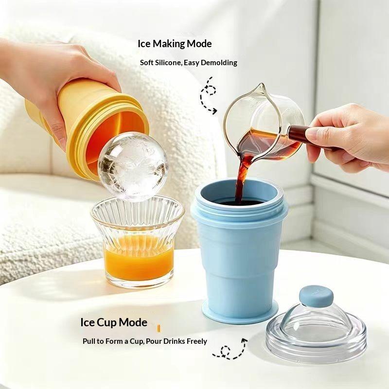 2-In-1 Silicone Folding Ice Hockey Cup Ice Making Drinking Cup 2-In-1 Multifunctional Portable Water Cup For Summer Outings
