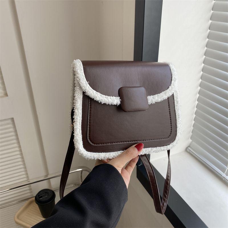 Bag Women's 2025 New Retro Lamb Wool Small Square Bag Niche Versatile Ins Shoulder Bag Crossbody Bag Commuter Bag