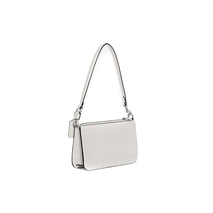 COACH Pouch Cross Grain Leather With Canvas Clutch Handbag, Shoulder Bag Small Women's White CJ797-CHK