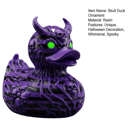 Devil Skull Duck Figurine Gothic Punk Halloween Duck Ornament Resin Demon Duck