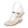 2025 new rhinestone women's sandals, princess buckle high-heeled women's shoes, temperament artificial side empty sandals