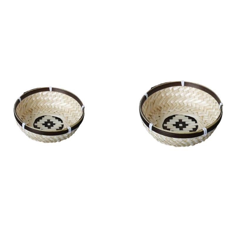 Bamboos Basket Box Natural Woven Storage Basket Bin Weaving Decorative Basket Box Farmhouse Picnics Table Storage Basket