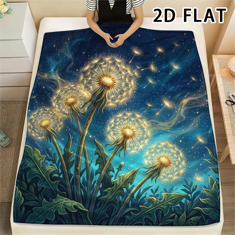 1Pc Dandelion Print Flannel Blanket,High Quality Comfortable for All Seasons,Home Decor,Warmth and Comfort,Perfect for Christmas Gifts