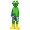 Froschfischer-Figur in Gummistiefeln, Metall-Gartendekoration