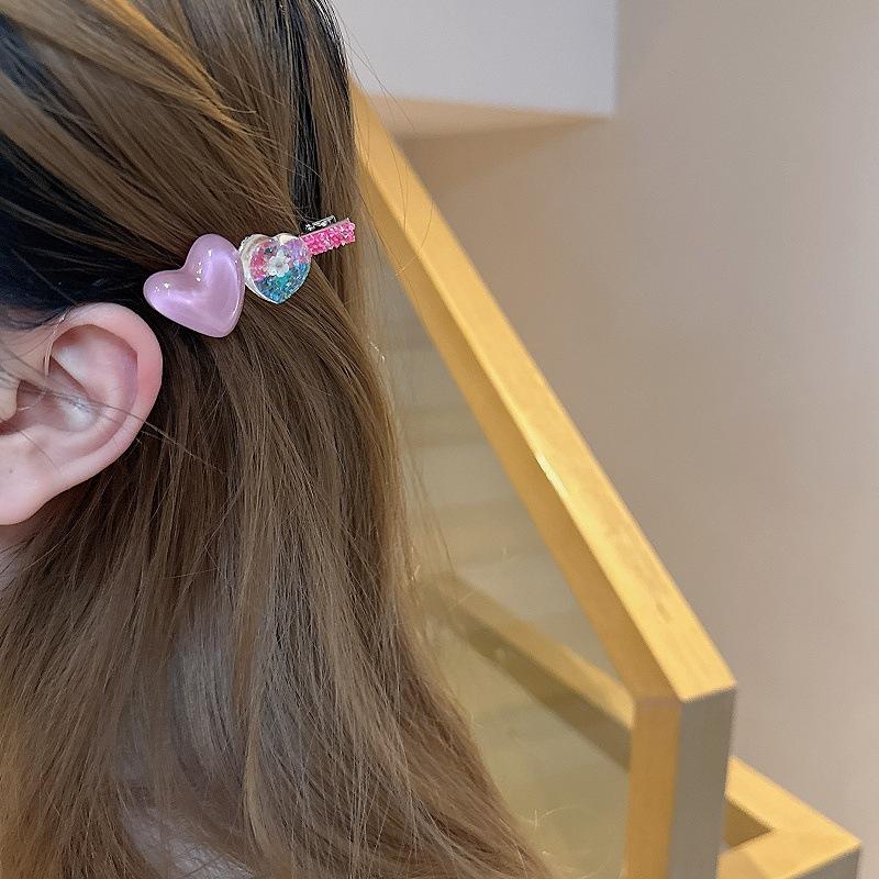 Cute Hair Clips for Fringe, Sweet Heart-Shaped Duckbill Clips for Girls' Side Parting