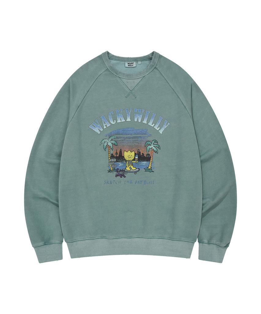 WACKY WILLY Washed One-Point Sweatshirt Green