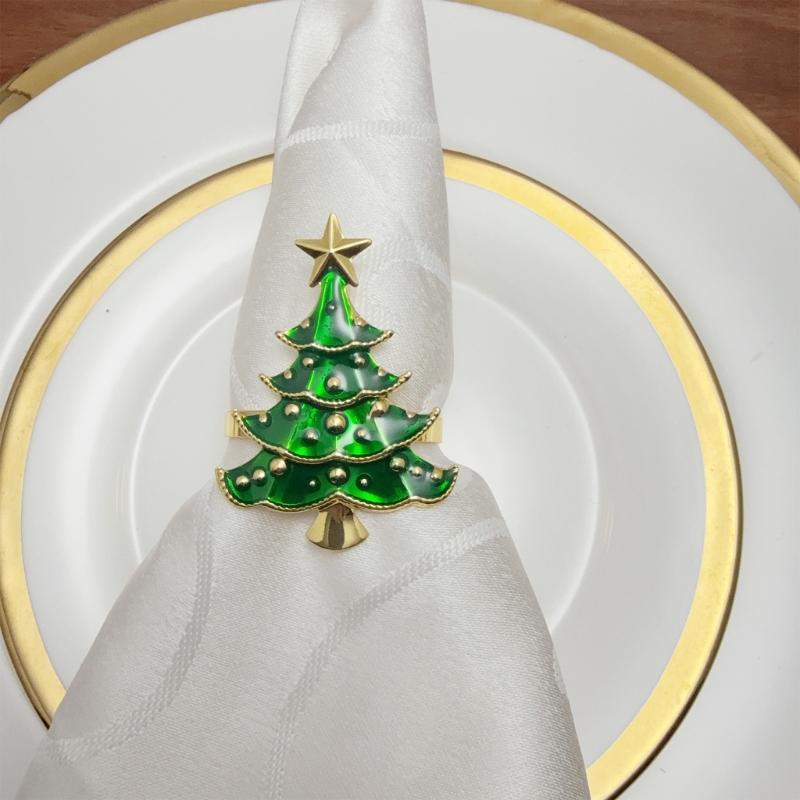 Rostfreie Feiertags-Serviettenringe Metall Tischhalter für Weihnachtsessen