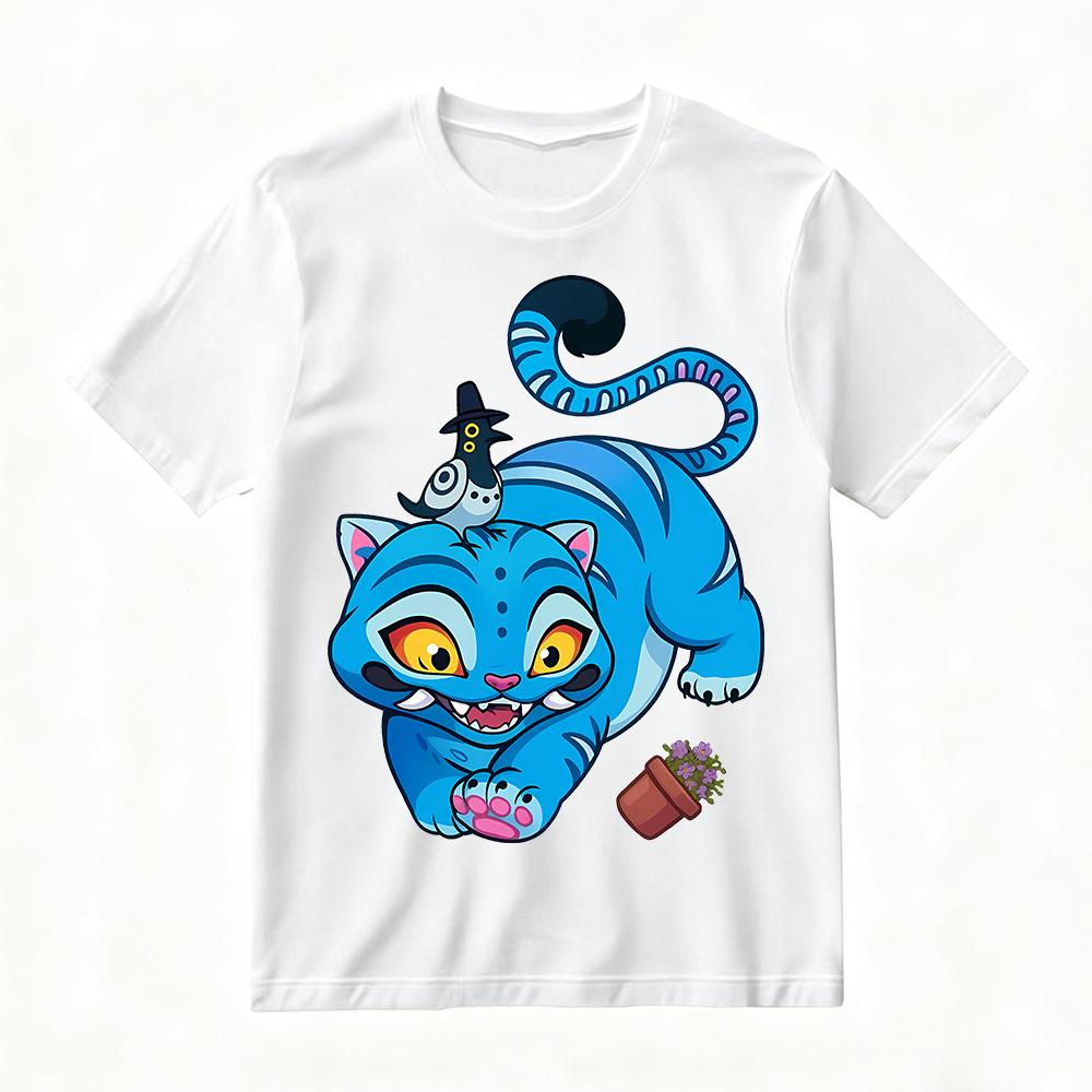 

Женская летняя футболка K-Pop «Охотники на демонов», милая мультяшная футболка с принтом косоглазого тигра, модная уличная одежда, повседневные и трендовые наряды L