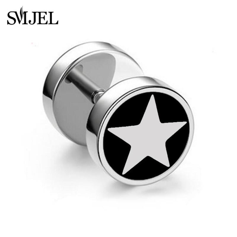 1Pc Punk Black Multiple Styles Stainless Steel Stud Earrings For Men Women Gothic Hip Hop Ear Zircon Skull Star Studs 2024
