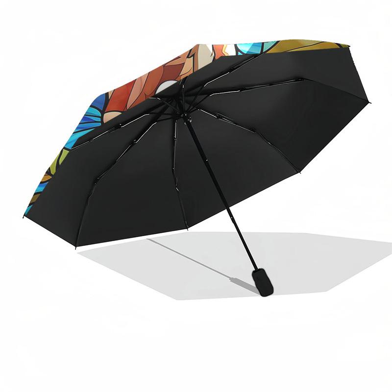 1 Stück Buntglas Eichhörnchen Design Automatisches Aufklapp-Regenschirm mit 8-Speichen-Eisenrahmen, Geeignet für Fans, Reisen, Tägliche Nutzung und Geschenke - Outdoor