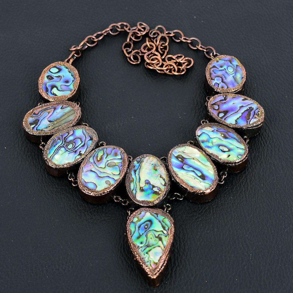 Abalone Shell Necklace, Copper Electroformed Gemstone Jewelry, Handmade Necklace Amazing Jewelry, Gift For Her