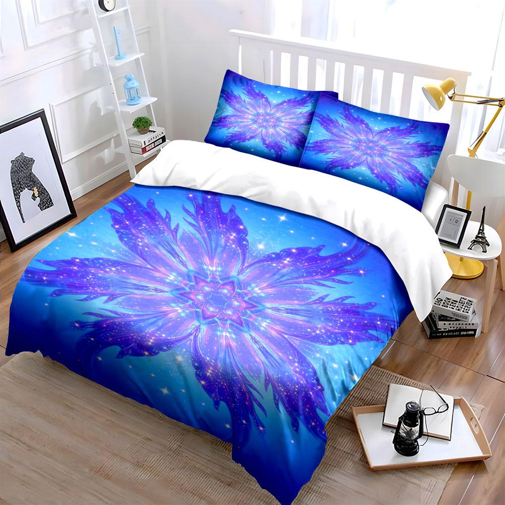 Purple floral starburst design. Bedding sets Duvet cover sets Duvet covers Pillowcases(1 * Duvet Cover 2 * Pillowcases without duvet insert)