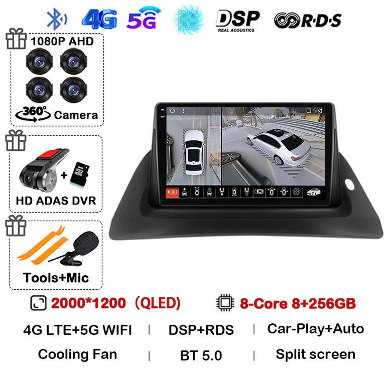 Android 14 Carplay Auto 4G+WIFI For Renault Kangoo 2009-2012 2015 2016 2017 2018 Car Radio Multimedia Stereo Video Player GPS BT