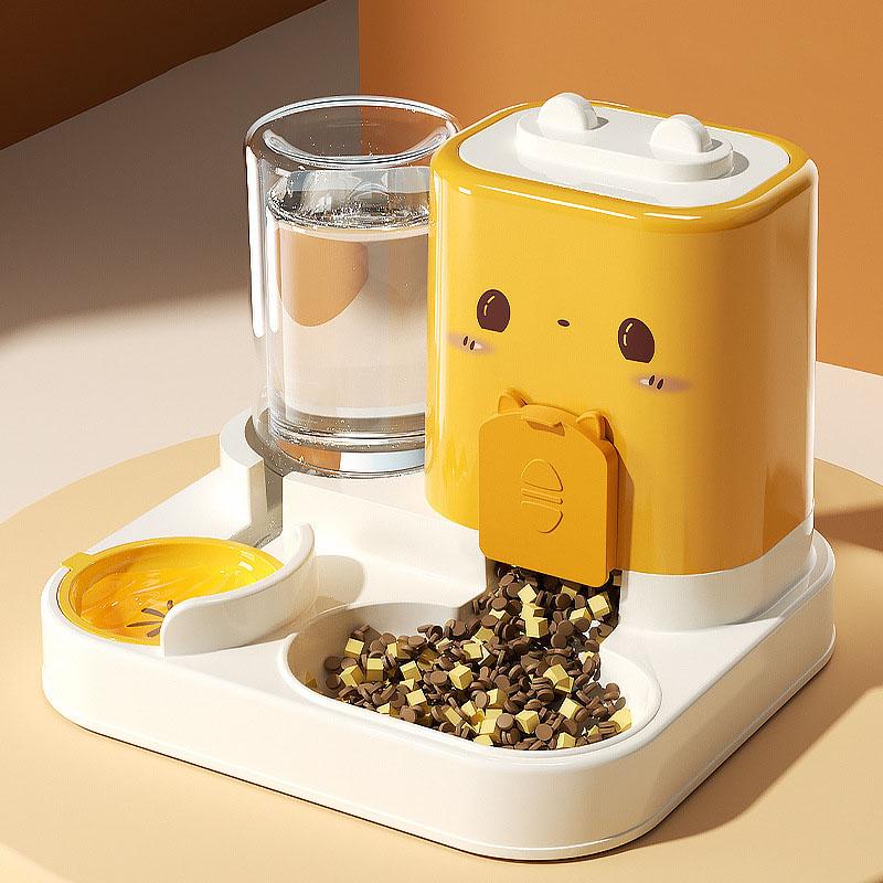 

2-in-1 Cat Bowls Pet Food & Water Feeder Double-Use Cat Feeding Dishes Non-Slip Cat Food Bowl Pet Supplies жовтий