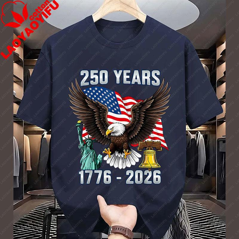 USA 250th Anniversary T Shirt America 250th Anniversary Celebration Birthday Cotton Short Sleeved Graphic T Shirts Camisetas